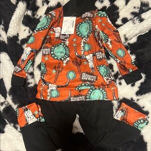 Howdy Western Print hoodie and jogger set